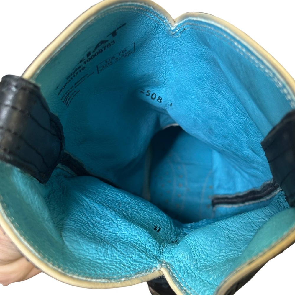 Ariat Black Leather Turquoise Floral Embroidered Snip Toe Western Boots 7 B - Picture 10 of 14